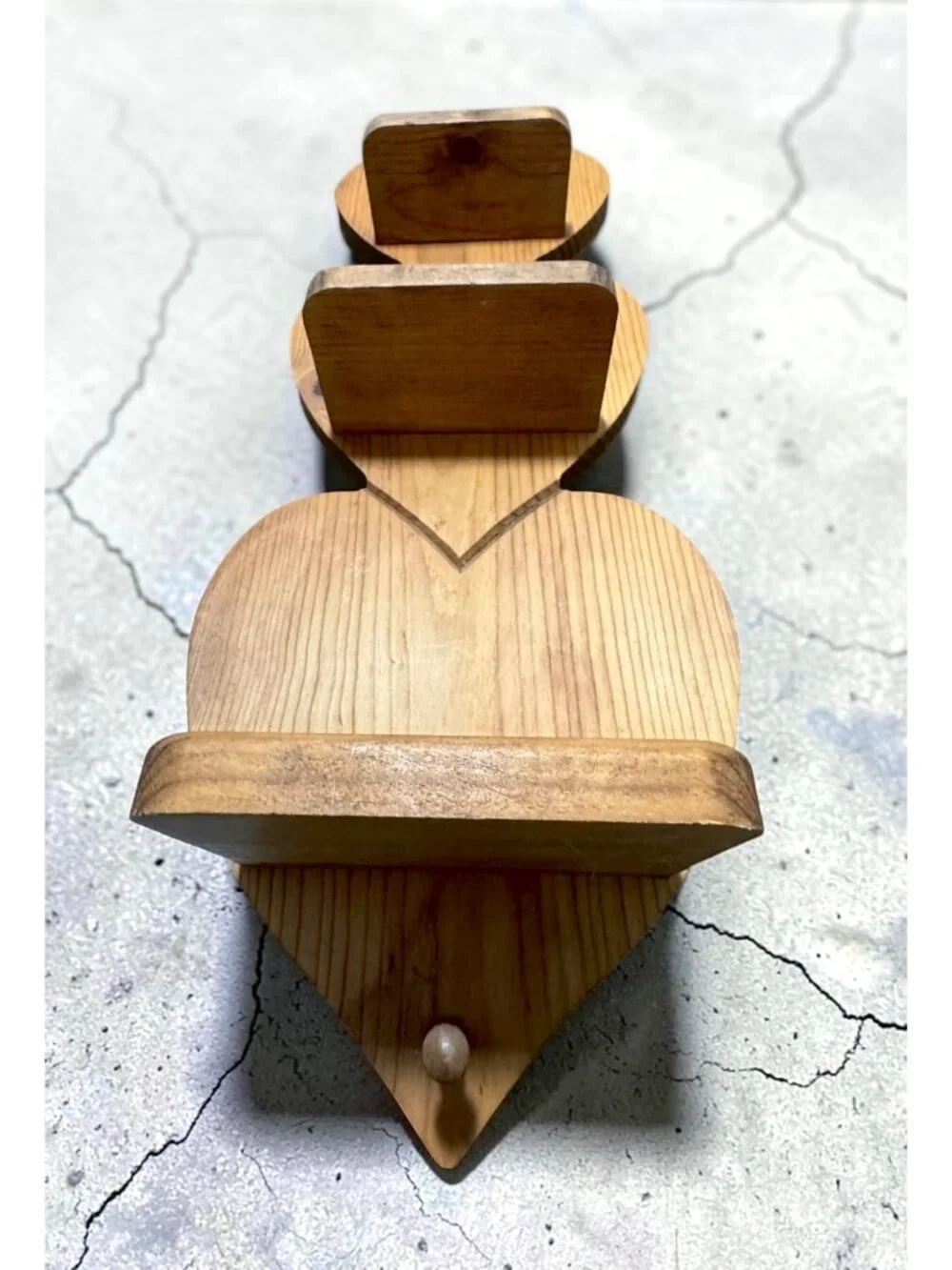 Home Interiors Heart-Shaped Wooden Wall Shelf With 3 Tiers & Bow Accent